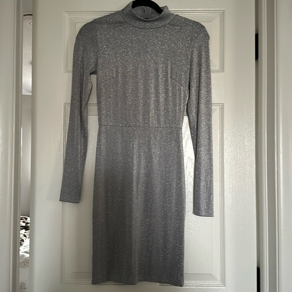 Vera & Lucy | silver sparkly midi dress